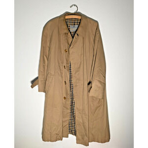 Vintage Aquascutum London Trench Coat 44R Tan Made In England Check Lined